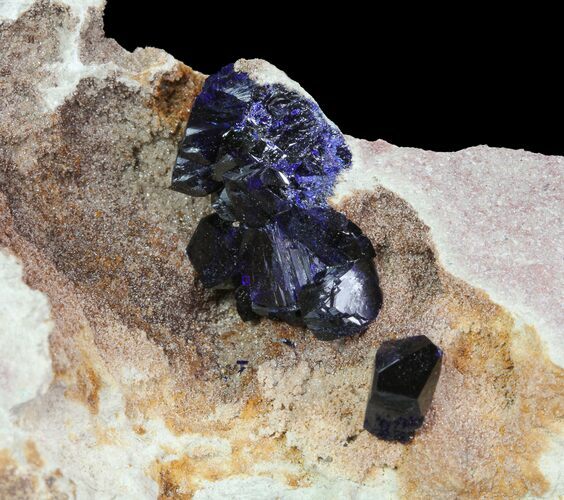 Large, Vibrant Azurite Crystals In Matrix - Morocco #74687